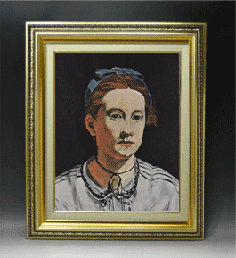 マネ　ヴィクトリーヌ・ムーランの肖像　F6　　【油絵 直筆 複製画】【布張りキャンバス・ガラス板額縁付】　絵画　販売