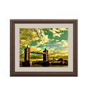 ロンドン橋を眺む アートフレーム:色ブラウン サイズS 321×271mm 【油絵 直筆仕上げ絵画】【軽量フレーム・額表面保護板】 油彩 風...
