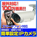 【防犯カメラ/監視カメラ】 スマートフォン対応 赤外線搭載 簡単IP屋外ネットワークカメラ