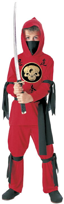 9月中旬入荷予約 忍者スーツセット(子供用赤）RED NINJA ハロウィン衣装・コスチューム・イベント・コスプレ・ハロウィン・衣装・仮装・ハロウィーン 【06Aug12P】【10Aug12P】