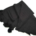 和装 ショール ラビット ファー付き 黒 レース編み ブラック 防寒 和柄 1点までメール便可
