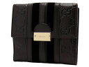 GUCCI グッチWホック 二つ折り財布型押しレザー・ベロア ダークブラウン【中古】【送料無料】【質屋出品】