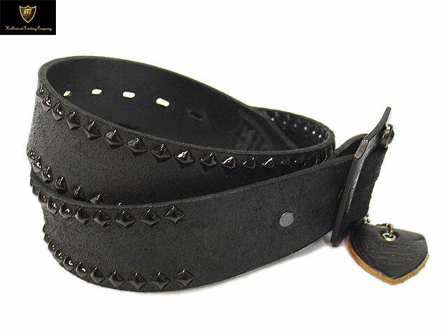 HTC BLACK ベルト #BT004 ROUGH OUT LEATHER 1.75inch BELT BLACK 【R】