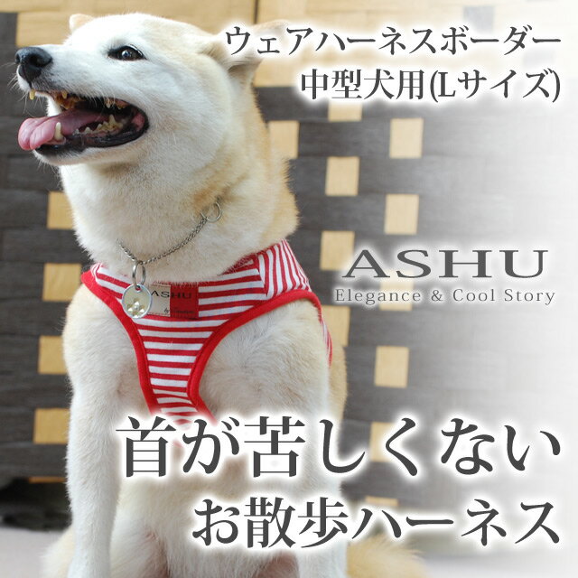 ハーネス　ASHU ウェアハーネス ボーダー Lサイズ【小型犬】...:ashu:10005620