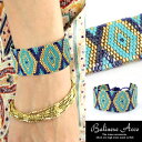 【メール便対応】ネイティブ柄ビーズブレスレット【ブルー】(12650)【バングル レディース ブレスレット おしゃれ かわいい バリ雑貨 アジア雑貨 アジアン雑貨 ビーズ エスニック ブレスレッド ブレス ビーズブレス ビーズアクセサリー リゾート 夏】 05P09Jul16