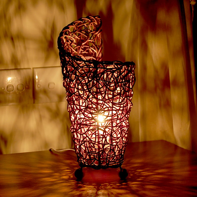 アジアン照明 くるんと丸まった形のラタン編みカール アジアン ランプ[10064]【アジアンランプ ...:asia-kobo:10003041
