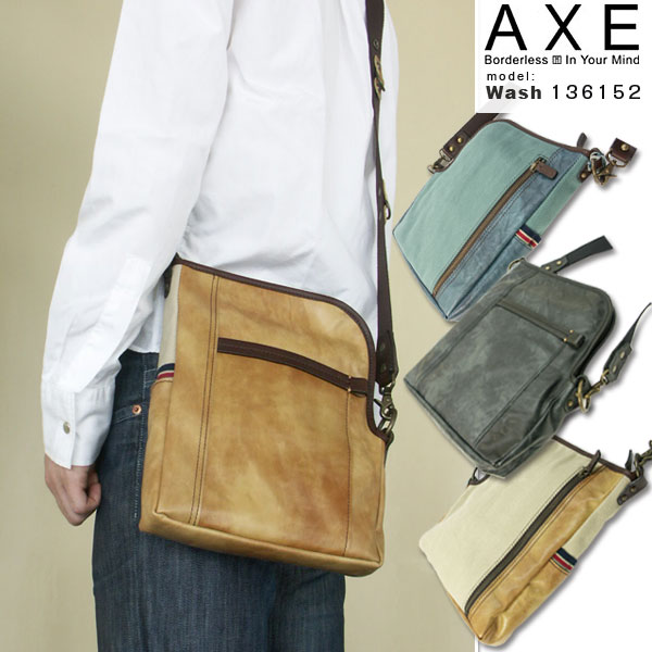 ・2【ショルダーバッグ】AXE/Wash136152モデルラウンドファスナーショルダーバック アックス・ウォッシュ/ビジネス鞄/ショルダーbag/Men's/レデイース/男女兼用/メンズ/レディース/本革/レザー/革/カジュアルバッグ/送料無料/プレゼント/人気/ブランド/askas/楽ギフ_包装