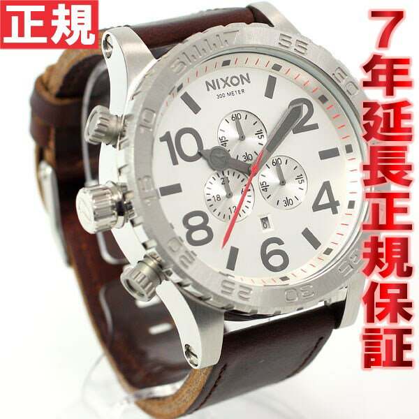 ニクソン NIXON 51-30クロノレザー 51-30 CHRONO LEATHER 腕時計 メンズ クロノグラフ シルバー/ブラウン NA1241113-00【NIXON ニクソン 2012SPRING 新作】【正規品】
