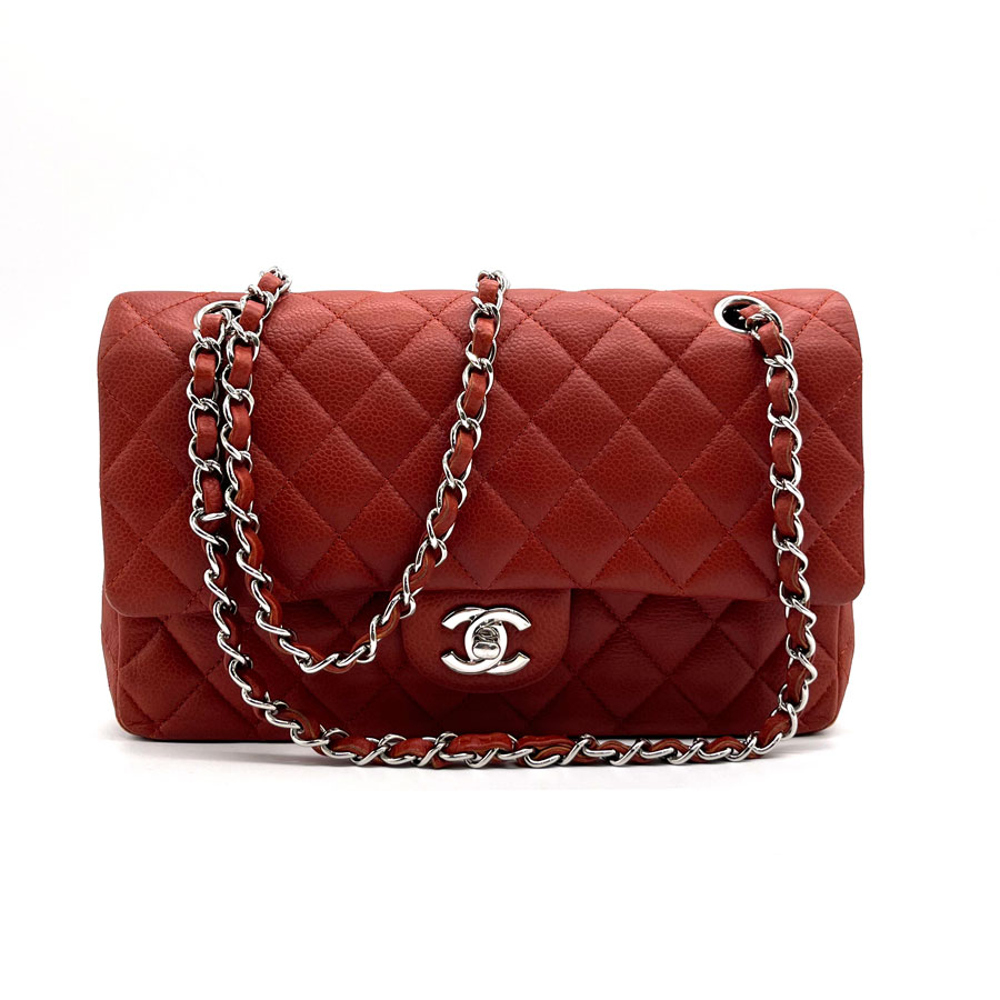 <strong>シャネル</strong> CHANEL ショルダーバッグ チェーンショルダーバッグ <strong>マトラッセ</strong> <strong>ダブルフラップ</strong> キャビアスキンレザー オレンジ系ブラウン シルバー レディース 送料無料【中古】 z0232