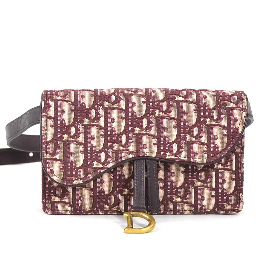 クリスチャンディオール Christian Dior ウエストバッグ ベルトバッグ トロッター キャンバス/レザー ボルドー レディース 送料無料【中古】 90091a