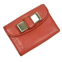 クロエ Chloe 二つ折り財布 リボン ピンク レザー レディース 【中古】【定番人気】 - t9928