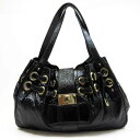 ジミーチュウ JIMMY CHOO ショルダーバッグ ブラックxゴールド パテントレザー レディース 【中古】【定番人気】 - t11047