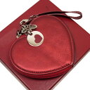 サルヴァトーレフェラガモ Salvatore Ferragamo コインケース ハート メタリックレッド レザー レディース 値下げ商品【中古】【定番人気】 - t11616