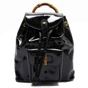 グッチ GUCCI リュック バックパック バンブー ブラックxナチュラル エナメルxウッド レディース 【中古】【定番人気】 - h18862