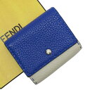 フェンディ FENDI 二つ折り財布 セレリア グレー系xネイビー レザー 【中古】【定番人気】 - h21885