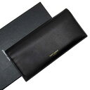 サンローラン SAINT LAURENT 二つ折り長財布 ブラック xゴールド レザー レディース 【中古】【定番人気】 - n9266