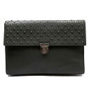 プラダ PRADA クラッチバッグ セカンドバッグ グレーxシルバー サフィアーノレザーxスタッズ 【中古】【定番人気】 - t15745