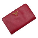 プラダ PRADA 二つ折り財布 ピンクxゴールド サフィアーノレザー レディース 【中古】【定番人気】 - t16461f