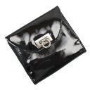 サルヴァトーレ フェラガモ Salvatore Ferragamo 二つ折り財布 ガンチーニ ブラックxシルバー パテントレザーxレザー 【中古】【定番人気】 - t18137a
