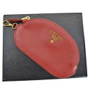 プラダ PRADA コインケース レッドxゴールドカラー レザーx金属素材 小銭入れ レディース 【中古】【おすすめ】 - k9359