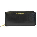 サンローラン SAINT LAURENT 長財布 ブラックxゴールド レザーx金属素材 ラウンドファスナー レディース 【中古】【定番人気】 - k9062