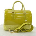 フルラ FURLA バッグ イエローグリーン ポリ塩化ビニルx型押しレザー ハンドバッグ ショルダーバッグ レディース 【中古】【定番人気】 - r6951