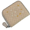 ボッテガヴェネタ BOTTEGA VENETA コインケース イントレチャート ベージュxホワイトxイエロー レザー カードケース レディース 【中古】【定番人気】 - k9310