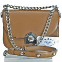 プラダ PRADA バッグ モカブラウンxシルバー レザーx金属素材 ショルダーバッグ レディース 1BD030 値下げ商品【中古】【定番人気】 - 54219a