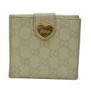 グッチ GUCCI 財布 ハート グッチシマ アイボリー GG型押しレザー 二つ折り Wホック レディース【中古】【定番人気】 - k8118