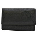 グッチ GUCCI 6連キーケース インターロッキングG ブラックxシルバー レザーx金属素材 レディース メンズ 【中古】【定番人気】 - k8806