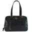 プラダ PRADA ショルダーバッグ 三角ロゴ ブラック クロコ調型押しレザー ハンドバッグ レディース 【中古】【定番人気】 - r6486