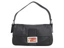 【定番人気】【中古】フェンディ FENDI バッグ ショルダーバッグ ワンショルダー バゲット ブラックxブラウンxシルバー レザーxシルバー金具 レディース - e29007