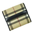 バーバリー BURBERRY Wホック二つ折り財布 チェック柄 ◆ベージュxブラック PVCxレザー◆定番人気...