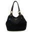 プラダ PRADA ショルダーバッグ ブラックxゴールド レザーxナイロン レディース【中古】【定番人気】 - h15893