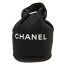 シャネル CHANEL 巾着バッグ、ショルダーバッグ ノベルティ ブラックxホワイト キャンバス レディース 【中古】【ノベルティ】 - h19751