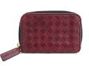ボッテガヴェネタ BOTTEGA VENETA コインケース イントレチャート ダークレッドxブラックxゴールド金具 レザー 小銭入れ カードケース レディース メンズ 【中古】【おすすめ】 - e46020d