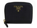 プラダ PRADA コインケース ロゴ サフィアーノ ブラックxゴールド金具 レザー カードケース 小銭入れ レディース メンズ 【中古】【おすすめ】 - e50012a