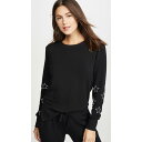 チアリーダー レディース パーカー・スウェットシャツ アウター Stitched Stars High Slit Sweatshirt Black