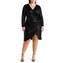 バイ・デザイン レディース ワンピース トップス Frances Sequin Side Ruched Wrap Mini Dress Black