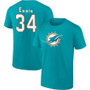 ショッピングIXY ファナティクス メンズ Tシャツ トップス Miami Dolphins Fanatics Branded Team Authentic Personalized Name & Number TShirt Aqua