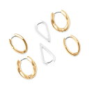 ラッキーブランド レディース ピアス＆イヤリング アクセサリー Two-Tone 3-Pc. Set Sculptural Hoop Earrings Gold