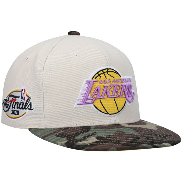 ミッチェル&ネス メンズ 帽子 アクセサリー Los Angeles Lakers Mitchell & Ness Hardwood Classics 2010 NBA Finals Patch Off White Camo Fitted Hat Cream