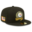 ショッピングサルート ニューエラ メンズ 帽子 アクセサリー Pittsburgh Steelers New Era 2022 Salute To Service 59FIFTY Fitted Hat Black