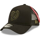 ニューエラ メンズ 帽子 アクセサリー Washington Nationals New Era x Alpha Industries AFrame 9FORTY Trucker Snapback Hat Black