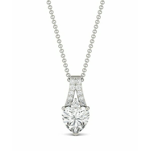 チャールズ アンド コルバード レディース ネックレス・チョーカー・ペンダントトップ アクセサリー Moissanite Heart Solitaire Pendant 1-1/3 ct. t.w. Diamond Equivalent in 14k White Gold White gold