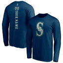 ショッピングed ファナティクス メンズ Tシャツ トップス Seattle Mariners Fanatics Branded Playmaker Personalized Name & Number Long Sleeve TShirt Navy