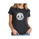 ショッピングPREMIUM エルエーポップアート レディース カットソー トップス Women's Premium Word Art T-Shirt - Panda Face Black