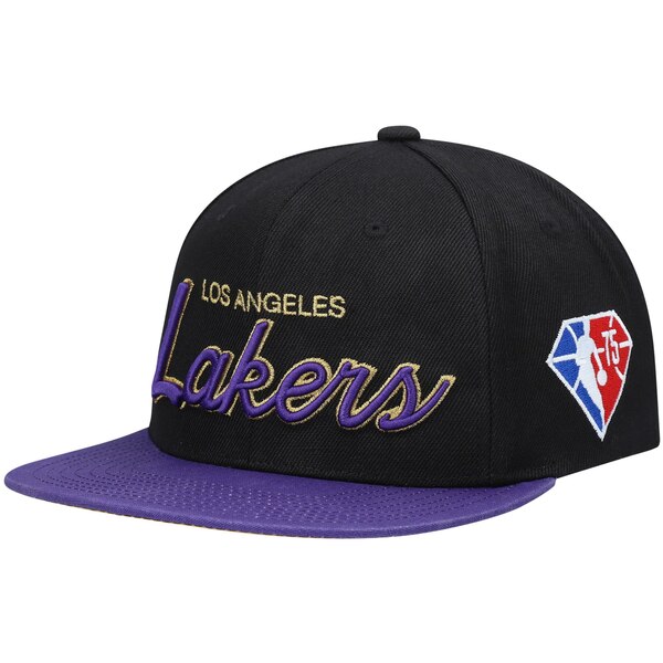 ミッチェル&ネス メンズ 帽子 アクセサリー Los Angeles Lakers Mitchell & Ness NBA 75th Anniversary Snapback Hat Black