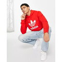 ショッピングスウェット アディダスオリジナルス メンズ パーカー・スウェットシャツ アウター adidas Originals adicolor large trefoil hoodie in red Red