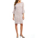 マリーナ レディース ワンピース トップス Sequin Lace Bell Sleeve Sheath Dress Lilac